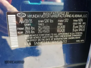 2023 Hyundai Santa Fe Calligraphy with VIN 5NMS54AL9PH576772, listed as a Copart auction lot 46833365 with 18,848 mi miles and Salvage Title. Bid and sale history available at carsss.com. Image 15.