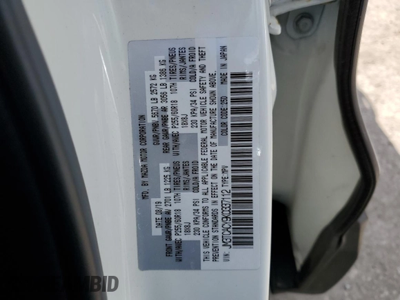 2019 Mazda CX-9 Touring with VIN JM3TCACY9K0337112, listed as a Copart auction lot 56565365 with 133,067 mi miles and Salvage title. Bid and sale history available at DreamBid. Image 13.
