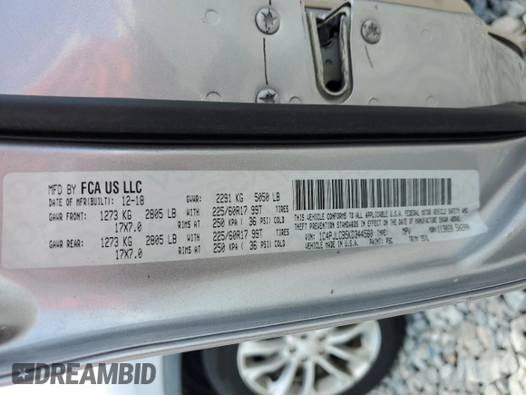 2019 Jeep Cherokee Latitude with VIN 1C4PJLCB5KD344560, listed as a Copart auction lot 51291715 with 15,710 mi miles and Non Repairable. Bid and sale history available at DreamBid. Image 15.