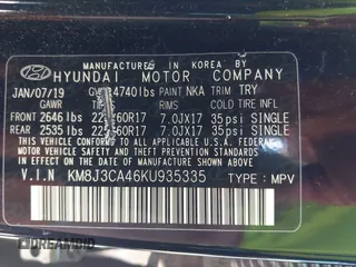 2019 Hyundai Tucson Value with VIN KM8J3CA46KU935335, listed as a IAAI auction lot 42296162 with 65,099 mi miles and . Bid and sale history available at DreamBid. Image 9.