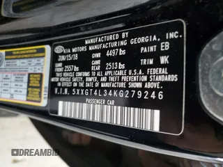 2019 Kia Optima LX with VIN 5XXGT4L34KG279246, listed as a Copart auction lot 51792475 with 127,247 mi miles and Salvage Title. Bid and sale history available at carsss.com. Image 14.