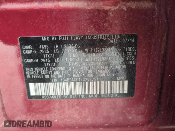 2015 Subaru Outback Premium with VIN 4S4BSACC4F3207251, listed as a Copart auction lot 58528705 with 100,433 mi miles and Salvage title. Bid and sale history available at DreamBid. Image 13.