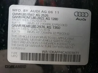 2012 Audi Q5 Premium Plus with VIN WA1DKAFP4CA003871, listed as a Copart auction lot 52215695 with 103,549 mi miles and Salvage title. Bid and sale history available at DreamBid. Image 16.