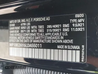 2020 Porsche Cayenne E-Hybrid z VIN WP1BE2AY6LDA55011, wystawiony jako IAAI lot #42242767 z przebiegiem 41 568 mil mil oraz . Historia ofert i sprzedaży dostępna na DreamBid. Obrazek 9.