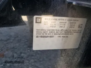 2018 Chevrolet Impala LT z VIN 2G1105S35J9115931, wystawiony jako Copart lot #53836225 z przebiegiem 117 134 mil mil oraz Szkoda całkowita • Salvage title. Historia ofert i sprzedaży dostępna na DreamBid. Obrazek 12.