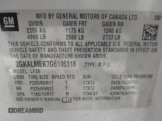 2016 GMC Terrain SLE with VIN 2GKALMEK7G6106318, listed as a IAAI auction lot 41881029 with 136,217 mi miles and . Bid and sale history available at DreamBid. Image 9.