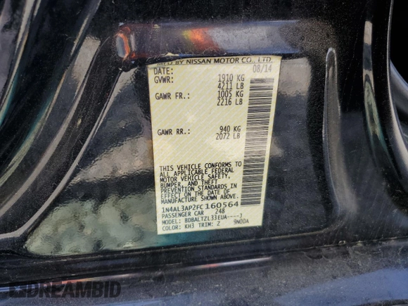 2015 Nissan Altima 2.5 SL with VIN 1N4AL3AP2FC160564, listed as a Copart auction lot 51488195 with 140,904 mi miles and Salvage Title. Bid and sale history available at carsss.com. Image 12.