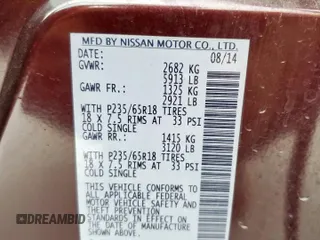 2014 Infiniti QX60 с VIN 5N1AL0MN4EC549719, выставлен на аукционе Copart как лот 58479945 с пробегом 157 320 миль миль и Чистый • Clean title. История ставок и продаж доступна на DreamBid. Изображение 13.