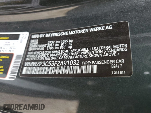 2015 MINI Convertible S z VIN WMWZP3C53F2A91032, wystawiony jako Copart lot #87769995 z przebiegiem 94 165 mil mil oraz Szkoda całkowita • Salvage title. Historia ofert i sprzedaży dostępna na DreamBid. Obrazek 14.
