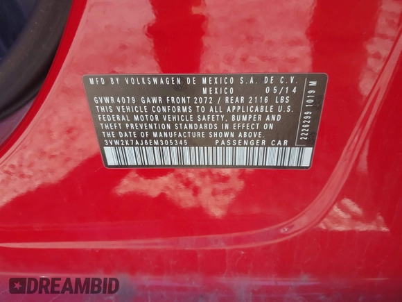 2014 Volkswagen Jetta S z VIN 3VW2K7AJ6EM305345, wystawiony jako IAAI lot #42222726 z przebiegiem 113 350 mil mil oraz . Historia ofert i sprzedaży dostępna na DreamBid. Obrazek 9.