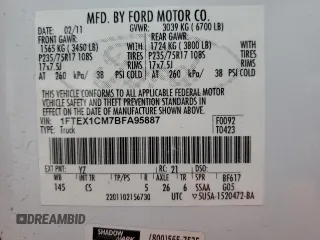 2011 Ford F-150 XL with VIN 1FTEX1CM7BFA95887, listed as a Copart auction lot 49507515 with 271,868 mi miles and Salvage Title. Bid and sale history available at carsss.com. Image 12.