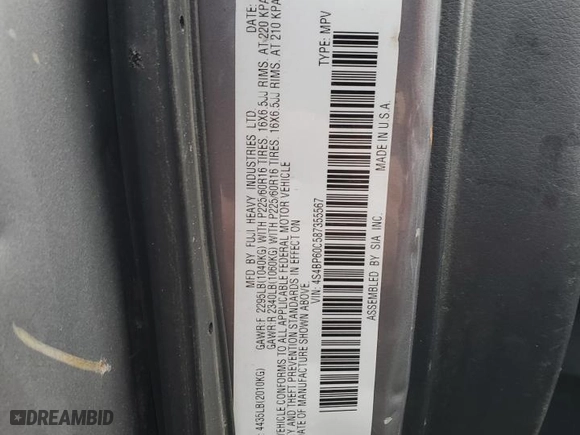 2008 Subaru Outback (Natl) with VIN 4S4BP60C587355567, listed as a Copart auction lot 83882454 with 214,226 mi miles and Salvage Title. Bid and sale history available at carsss.com. Image 14.