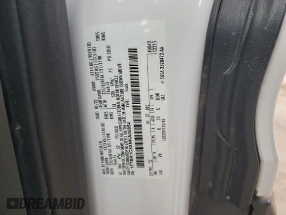 2022 Ford Transit Cargo with VIN 1FTBR1C8XNKA05854, listed as a Copart auction lot 57170555 with 119,996 mi miles and Salvage title. Bid and sale history available at DreamBid. Image 12.