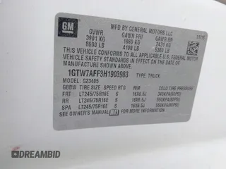 2017 GMC Savana Cargo z VIN 1GTW7AFF3H1903983, wystawiony jako IAAI lot #42369550 z przebiegiem 112 140 mil mil oraz . Historia ofert i sprzedaży dostępna na DreamBid. Obrazek 9.