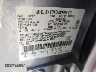2022 Ford Mustang Mach-E Premium с VIN 3FMTK3SU9NMA43695, выставлен на аукционе Copart как лот 56775775 с пробегом 14 777 миль миль и Списание • Salvage title. История ставок и продаж доступна на DreamBid. Изображение 13.