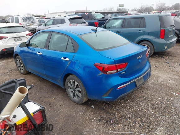 2022 Kia Rio S with VIN 3KPA24AD0NE458613, listed as a IAAI auction lot 41646100 with 106,859 mi miles and . Bid and sale history available at carsss.com. Image 3.