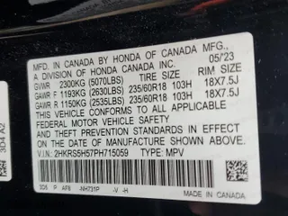 2023 Honda CR-V Hybrid Sport with VIN 2HKRS5H57PH715059, listed as a Copart auction lot 73953904 with 0 mi miles and Non Repairable. Bid and sale history available at carsss.com. Image 14.