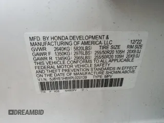 2023 Acura MDX w/Advance Package with VIN 5J8YE1H8XPL020139, listed as a Copart auction lot 58213504 with 0 mi miles and Salvage Title. Bid and sale history available at carsss.com. Image 12.