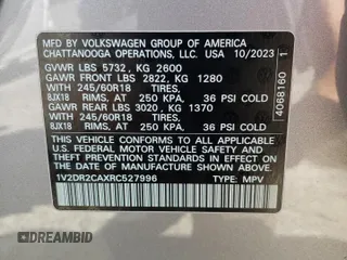 2024 Volkswagen Atlas SE with VIN 1V2DR2CAXRC527996, listed as a Copart auction lot 74796794 with 18,934 mi miles and Salvage title. Bid and sale history available at DreamBid. Image 15.