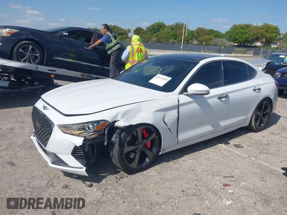 2019 Genesis G70 Advanced with VIN KMTG34LE0KU034232, listed as a IAAI auction lot 42113393 with 47,360 mi miles and . Bid and sale history available at DreamBid. Image 17.
