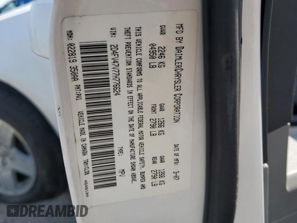 2007 Dodge Magnum z VIN 2D4FV47V77H776624, wystawiony jako Copart lot #70665334 z przebiegiem 211 212 mil mil oraz Szkoda całkowita • Salvage title. Historia ofert i sprzedaży dostępna na DreamBid. Obrazek 15.