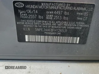 2015 Hyundai Sonata Sport with VIN 5NPE34AF8FH126531, listed as a Copart auction lot 56660495 with 132,099 mi miles and Salvage title. Bid and sale history available at DreamBid. Image 12.