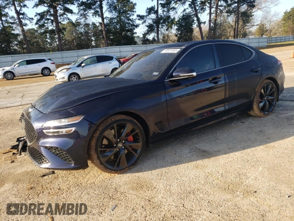 2023 Genesis G70 3.3T with VIN KMTG54TE1PU123941, listed as a Copart auction lot 48929985 with 17,220 mi miles and Salvage title. Bid and sale history available at DreamBid. Image 1.