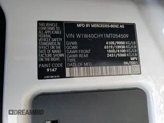 2021 Mercedes-Benz Sprinter Cargo with VIN W1W40CHY1MT054509, listed as a Copart auction lot 67326124 with Not Provided miles and Salvage Title. Bid and sale history available at carsss.com. Image 13.