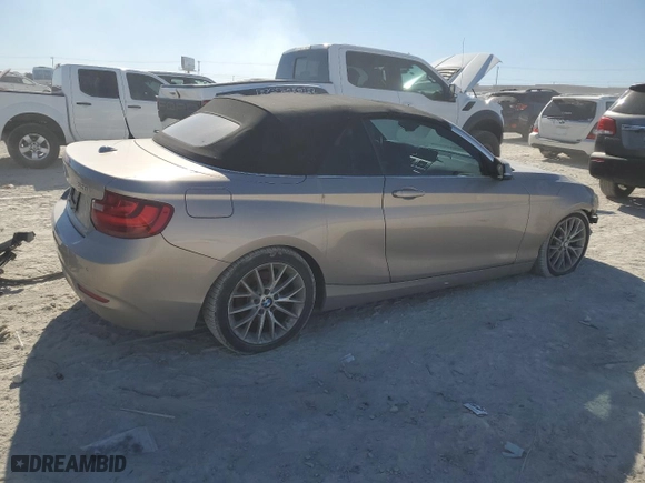 2015 BMW 2 Series 228i with VIN WBA1K5C54FV242897, listed as a Copart auction lot 89165755 with 37,100 mi miles and Salvage Title. Bid and sale history available at carsss.com. Image 3.