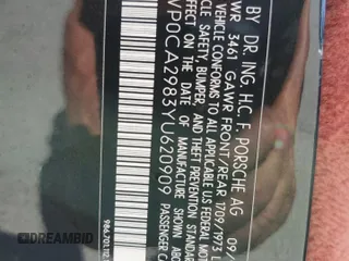 2000 Porsche Boxster с VIN WP0CA2983YU620909, выставлен на аукционе Copart как лот 58087035 с пробегом 99 845 миль миль и Чистый • Clean title. История ставок и продаж доступна на DreamBid. Изображение 12.