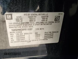 2015 GMC Yukon XL SLT with VIN 1GKS2HKC8FR116287, listed as a Copart auction lot 46752355 with 273,994 mi miles and Clean Title. Bid and sale history available at carsss.com. Image 13.