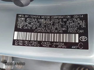 2014 Toyota Prius Four with VIN JTDKN3DU9E1808146, listed as a IAAI auction lot 42054435 with 86,915 mi miles. Bid and sale history available at carsss.com. Image 9.