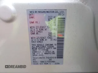 2015 Nissan Rogue SL with VIN 5N1AT2MV7FC764959, listed as a IAAI auction lot 41997813 with 37,129 mi miles and . Bid and sale history available at carsss.com. Image 9.