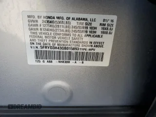 2016 Acura MDX w/Tech with VIN 5FRYD3H43GB015893, listed as a Copart auction lot 89401505 with 125,196 mi miles and Salvage Title. Bid and sale history available at carsss.com. Image 13.