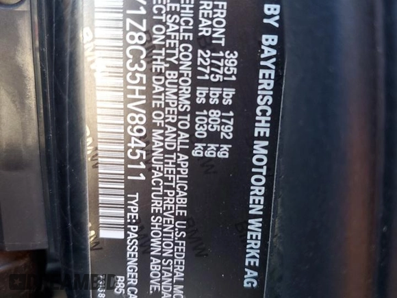 2017 BMW i3 z VIN WBY1Z8C35HV894511, wystawiony jako Copart lot #53789445 z przebiegiem 41 239 mil mil oraz Szkody całkowita. Historia ofert i sprzedaży dostępna na DreamBid. Obrazek 14.