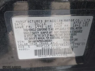 2013 Nissan Sentra SR with VIN 3N1AB7AP8DL660351, listed as a IAAI auction lot 41486461 with 145,587 mi miles. Bid and sale history available at carsss.com. Image 9.