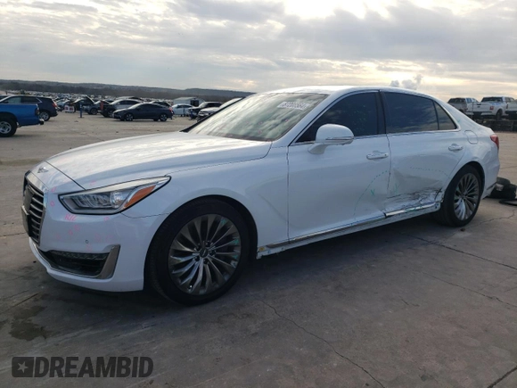 2019 Genesis G90 Premium z VIN KMHG34JA1KU050157, wystawiony jako Copart lot #87208564 z przebiegiem 75 972 mil mil oraz Szkoda całkowita • Salvage title. Historia ofert i sprzedaży dostępna na DreamBid. Obrazek 1.