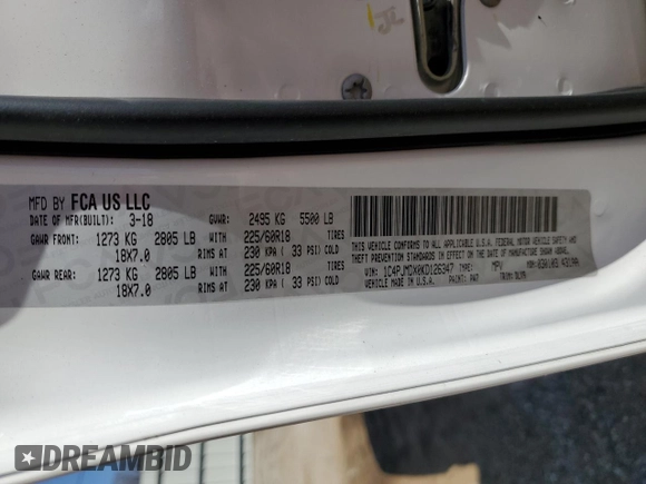 2019 Jeep Cherokee Limited with VIN 1C4PJMDX0KD126347, listed as a Copart auction lot 48486885 with 111,061 mi miles and Salvage title. Bid and sale history available at DreamBid. Image 13.