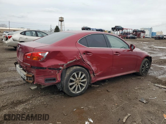 2006 Lexus IS 250 with VIN JTHCK262565000825, listed as a Copart auction lot 51835875 with 134,497 mi miles and Salvage Title. Bid and sale history available at DreamBid. Image 3.