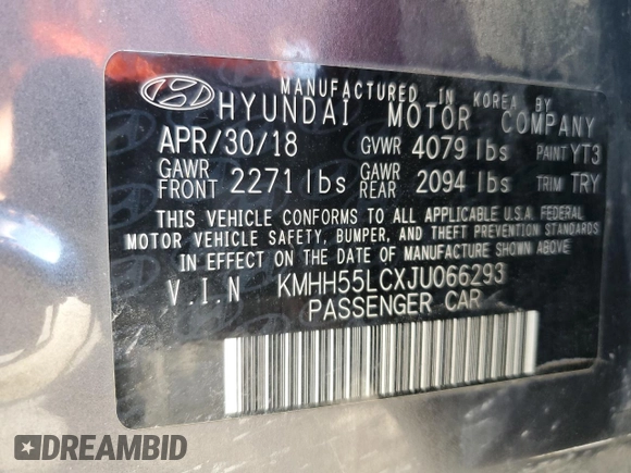 2018 Hyundai Elantra GT Sport with VIN KMHH55LCXJU066293, listed as a Copart auction lot 64654284 with 105,785 mi miles and Salvage Title. Bid and sale history available at carsss.com. Image 14.