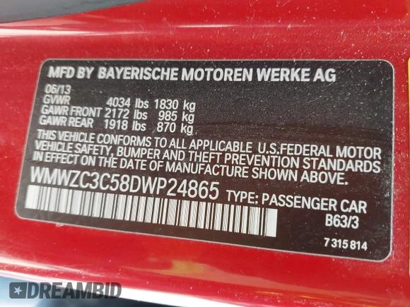 2013 MINI Countryman S with VIN WMWZC3C58DWP24865, listed as a IAAI auction lot 42386463 with 100,612 mi miles and . Bid and sale history available at DreamBid. Image 9.