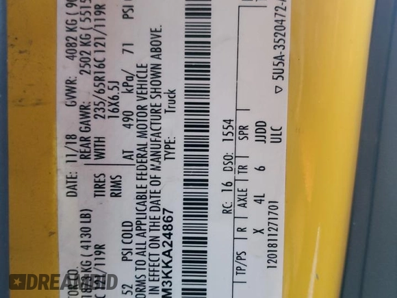 2019 Ford Transit z VIN 1FTYR3XM3KKA24867, wystawiony jako Copart lot #41742215 z przebiegiem 86 358 mil mil oraz Szkoda całkowita • Salvage title. Historia ofert i sprzedaży dostępna na DreamBid. Obrazek 13.