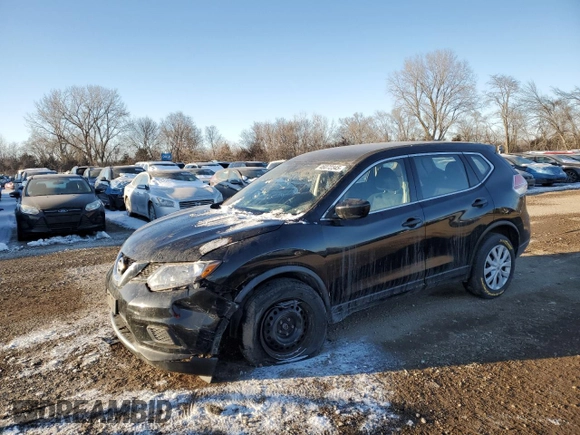 2016 Nissan Rogue S with VIN JN8AT2MV7GW133038, listed as a Copart auction lot 46072345 with 74,474 mi miles and Salvage Title. Bid and sale history available at carsss.com. Image 1.