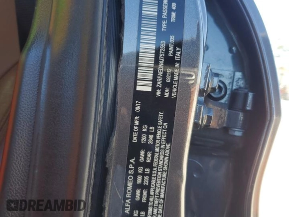 2018 Alfa Romeo Giulia with VIN ZARFAEDN4J7572553, listed as a Copart auction lot 46998825 with 111,778 mi miles and Salvage title. Bid and sale history available at DreamBid. Image 12.