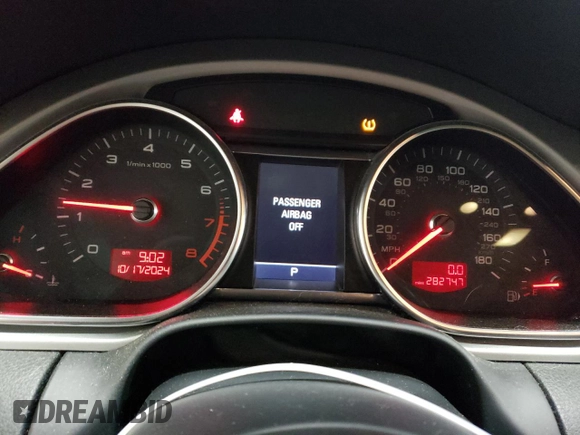 2011 Audi Q7 S line with VIN WA1DGAFE7BD008575, listed as a Copart auction lot 76127064 with 282,747 mi miles and Salvage title. Bid and sale history available at DreamBid. Image 9.