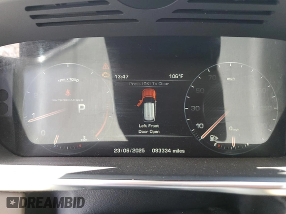 2014 Land Rover Range Rover Supercharged with VIN SALGS3TF4EA185528, listed as a Copart auction lot 61385675 with 83,334 mi miles and Salvage title. Bid and sale history available at DreamBid. Image 9.