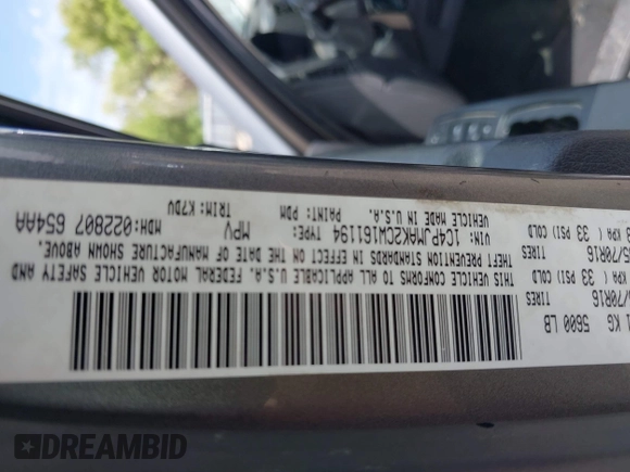 2012 Jeep Liberty Sport Latitude with VIN 1C4PJMAK2CW161194, listed as a IAAI auction lot 42426163 with 174,550 mi miles and . Bid and sale history available at DreamBid. Image 9.
