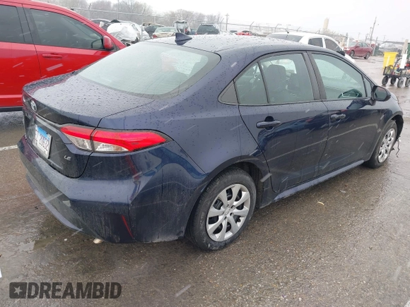2020 Toyota Corolla LE with VIN 5YFEPRAE4LP100578, listed as a IAAI auction lot 41727630 with 93,422 mi miles. Bid and sale history available at carsss.com. Image 4.