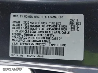 2017 Honda Ridgeline RTL-E with VIN 5FPYK3F75HB035253, listed as a IAAI auction lot 41292668 with 115,581 mi miles. Bid and sale history available at carsss.com. Image 9.