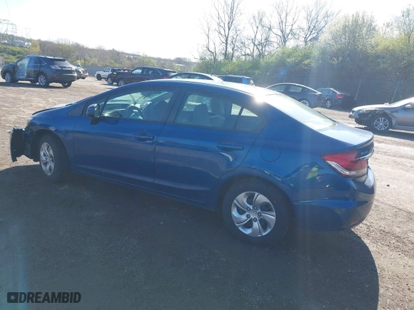 2013 Honda Civic Sdn LX with VIN 2HGFB2F52DH598307, listed as a IAAI auction lot 41971551 with 61,362 mi miles. Bid and sale history available at carsss.com. Image 3.